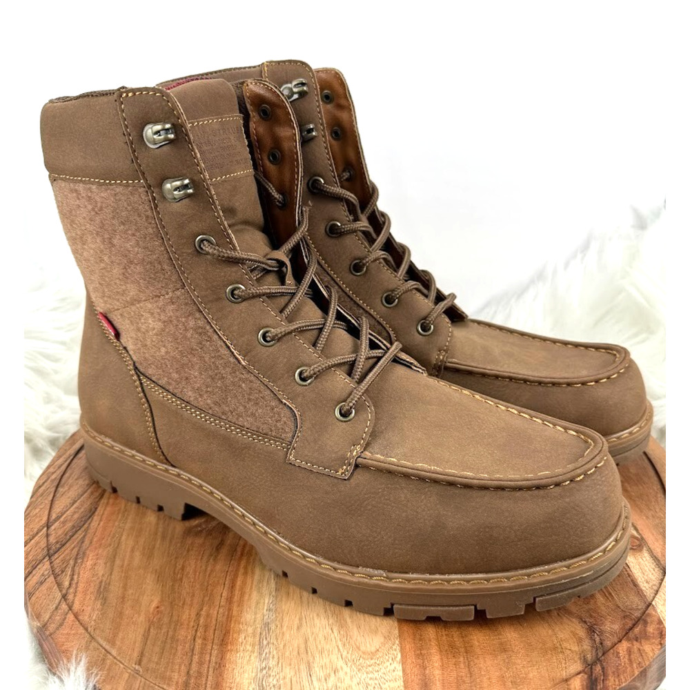 Levi's Arizona Moc Neo Men's 13 Brown Lace Up Boots Plaid Lined NWB